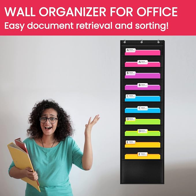 Godery Premium Hanging File Folder Organizer, 10 Pockets, & 3 Hangers Cascading - Image 5