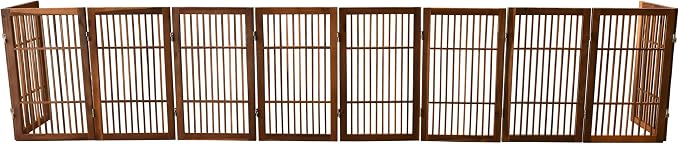 Pet Dog Gate Strong and Durable Freestanding Folding Acacia Hardwood Portable - Image 8