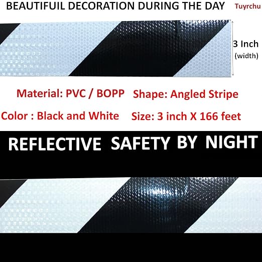 Black White Reflective Tape Outdoor Waterproof 3 inch X 166 feet, High - Image 3