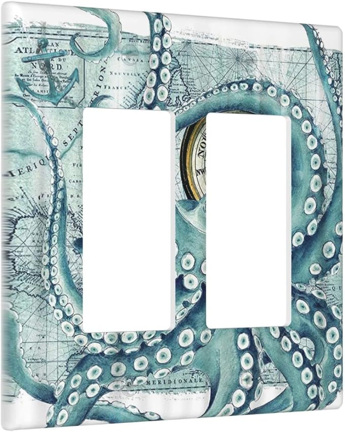 Outlet Covers Vintage Nautical Octopus Eyes Funny Ocean Kraken Double - Image 2