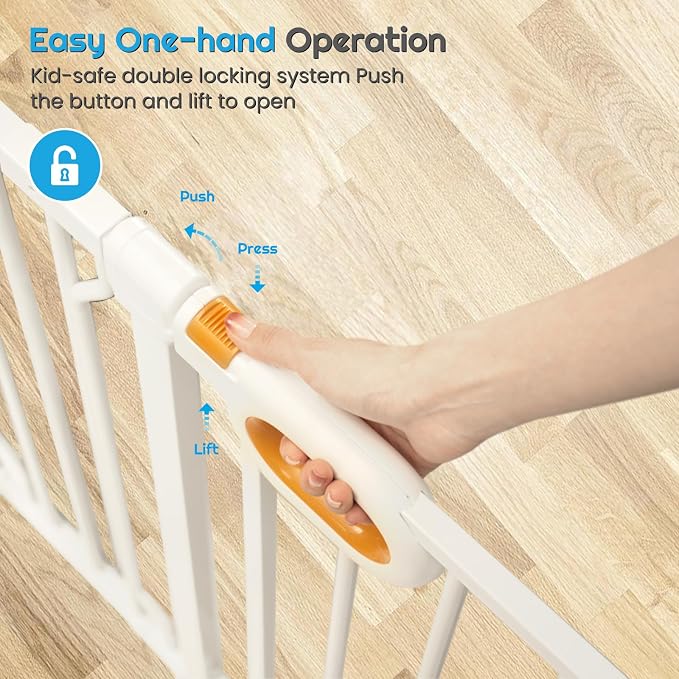 owlie Baby Gate with Door 66-75 Inch, Extra Wide Stair Gates - Image 3