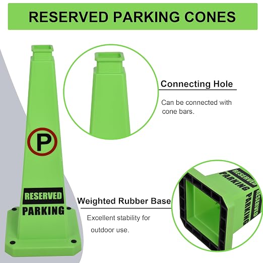 OrangeStar 6-Pack 28" Reserved Parking Cones, Large 4-Sided Message Safety - Image 3
