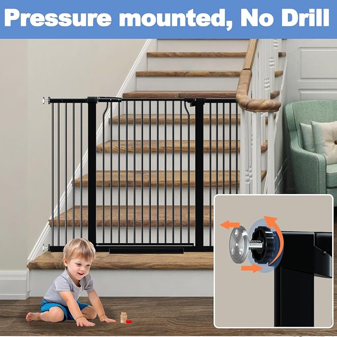 60.2"-65.7" Baby Gates Extra Wide, 40.5" Tall Dog Gate Indoor, Walk Through Pet - Image 4