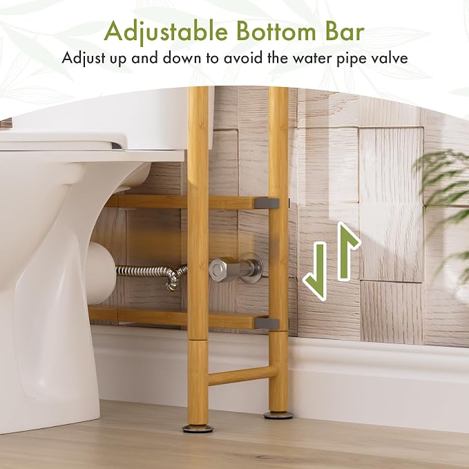 AmazerBath Bamboo Over The Toilet Storage Shelf, 2-Tier Over Toilet Organizer - Image 7