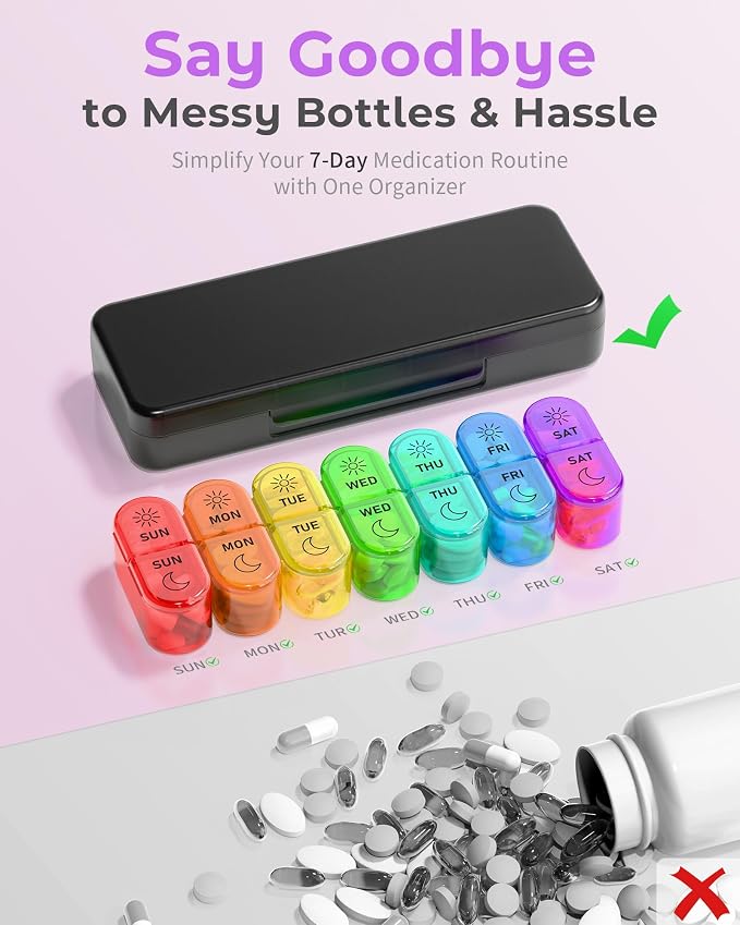 Pill Organizer,    , AM & PM Medicine Organizer 7 Days - Image 4