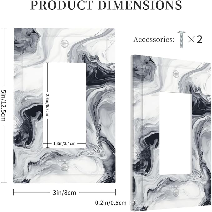 Abstract Marble Ink Texture Grey Marble Print Decorative Outlet Covers 1 Gang - Image 5