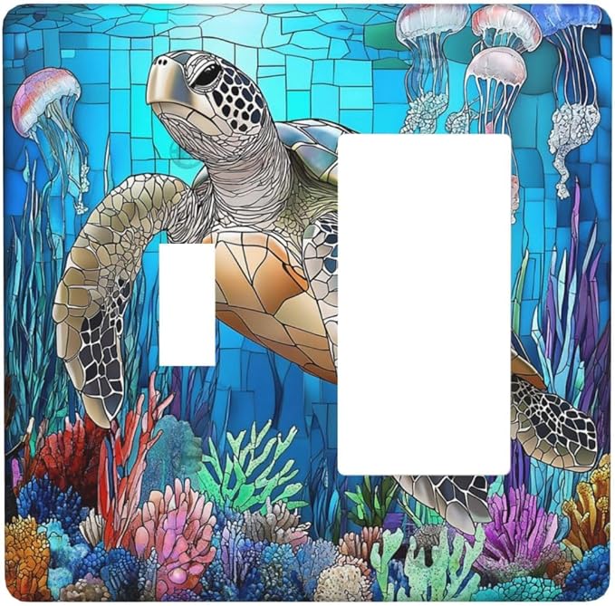Outlet Covers Nautical Sea Turtle Coral Jellyfish 1 Toggle 1 Rocker Combination by Unknown