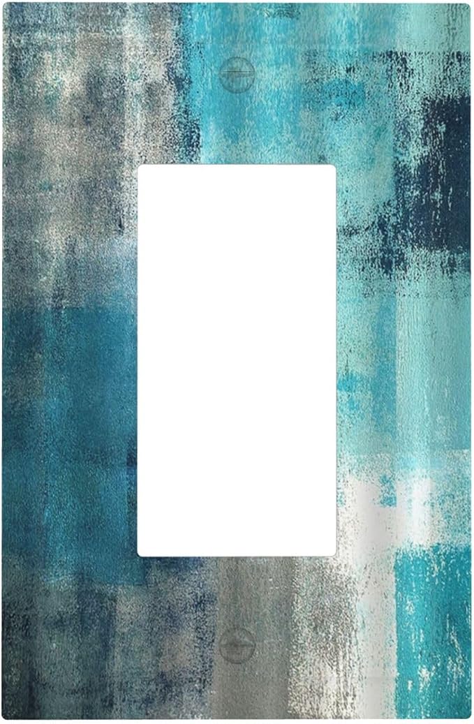 Decorative Outlet Covers Teal Blue Modern Geometric Abstract Turquoise Green 1 by Everyswitchisastoryswitch