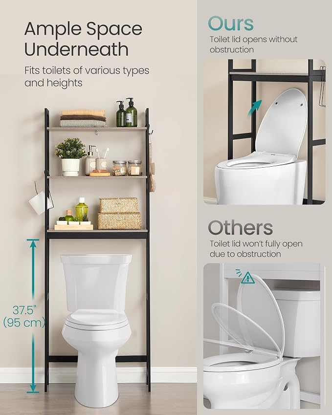 SONGMICS Over-The-Toilet Storage, 3-Tier Bathroom Organizer Over Toilet - Image 6