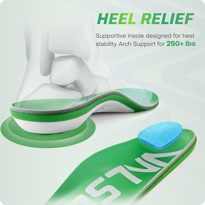 VALSOLE 250+ lbs Plantar Fasciitis High Arch Support Insole - Image 2