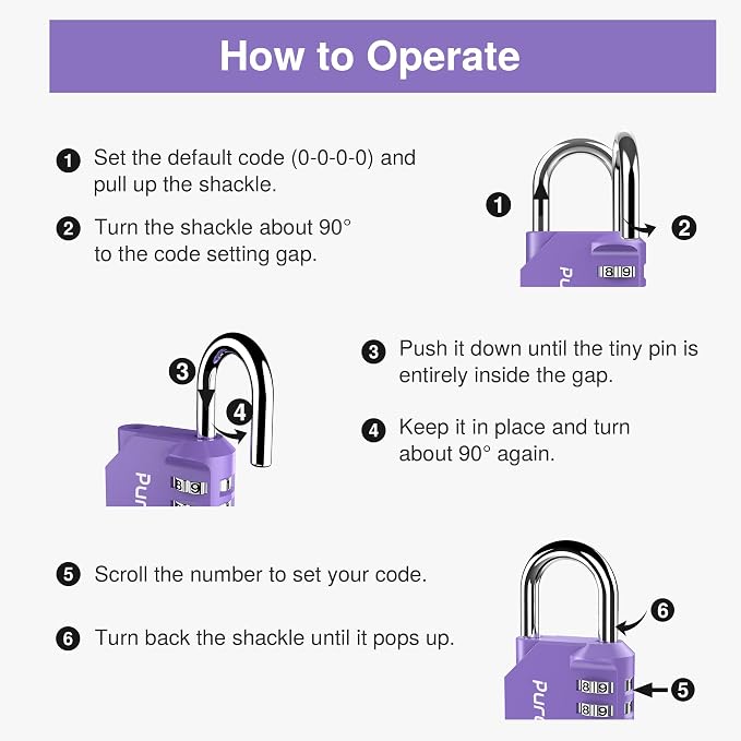 Puroma 1 Pack Combination Lock for Locker 4 Digit Outdoor Waterproof Padlock - Image 6