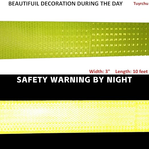 Industrial Reflective Tape Fluorescent Yellow Outdoor Waterproof 3 inch - Image 2