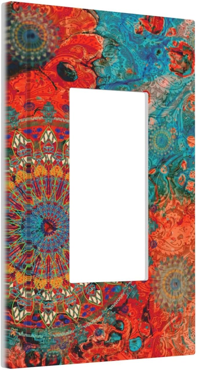 Outlet Covers Abstract Mandala Flowers 1 Gang Wall Plate Single Rocker Light - Image 2