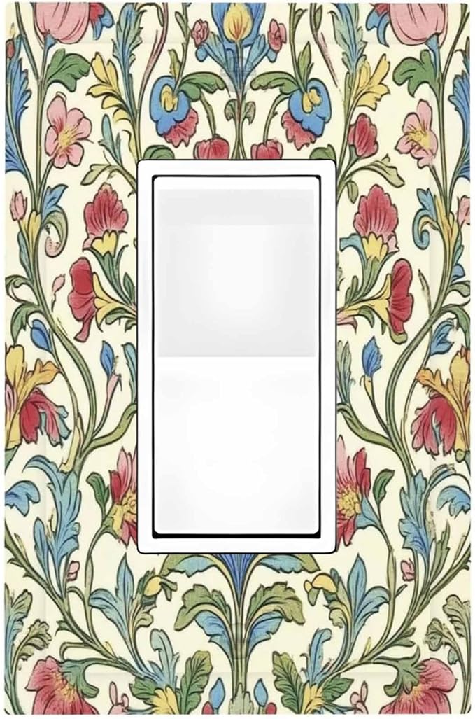 Decorative Outlet Covers Boho Red Floral Morris Plant Leaves 1 Gang Single by Unknown