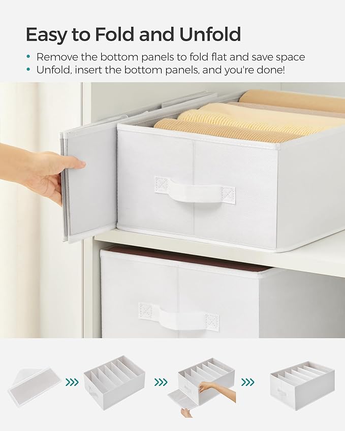 SONGMICS Set of 4 Large Size Wardrobe Clothes Organizers, 6-Compartment - Image 6