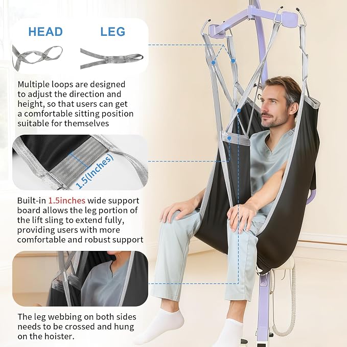Patient Lift Divided Leg Sling – Heavy Duty 500 lbs Capacity, Easy Hygiene - Image 3