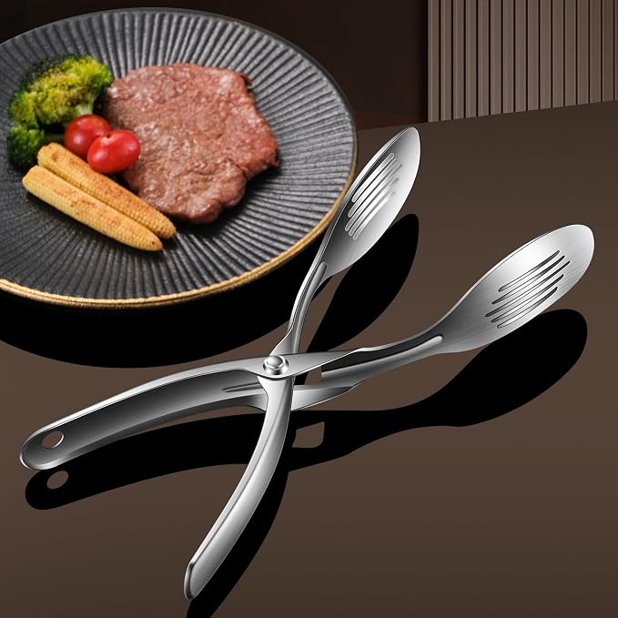 Kitchen Metal Tongs, Heat-Resistant 600°C Stainless Steel Cooking Tongs - Image 2