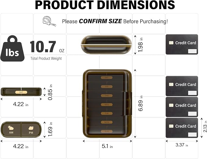 Weekly Pill Organizer 2 Times a Day, 7 Day Pill Box 2 Times, Portable - Image 6