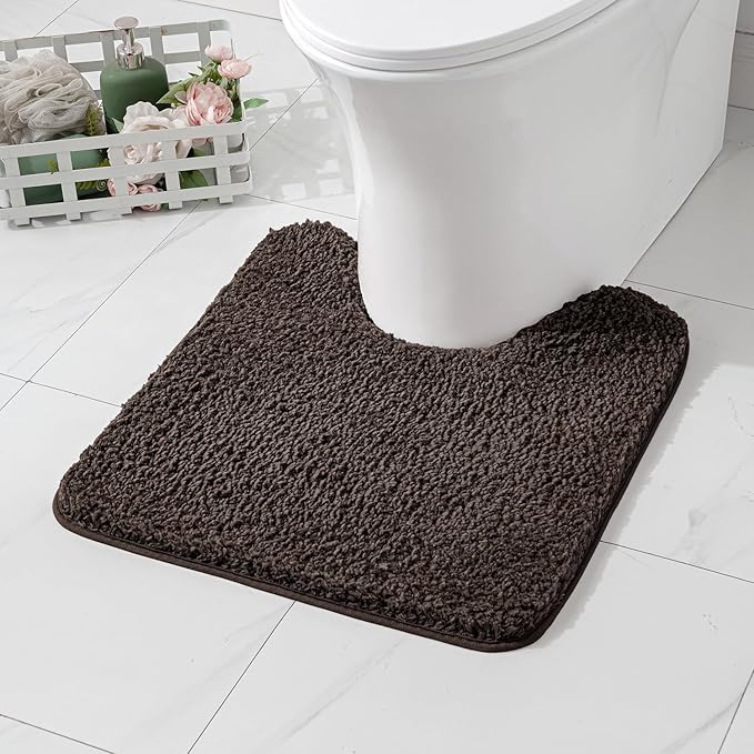 MIULEE Microfiber Toilet Bath Mat U-Shaped Contour Shaggy Bathroom Rugs Non by MIULEE