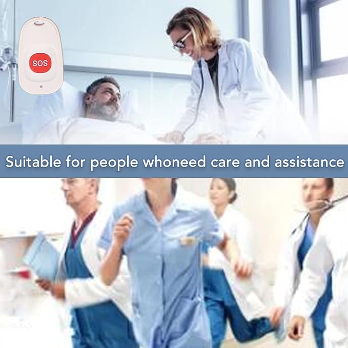 Caregiver Pager, Wireless Nurse Alert System, SOS One Touch Call IPX7 Water - Image 4