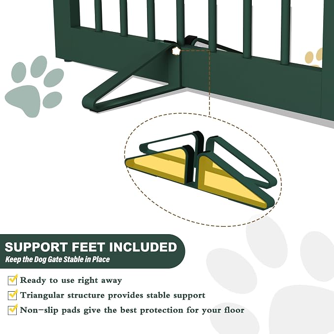 Freestanding Pet Gate for Dogs, Foldable Wooden Dog Gate for House, Indoor Dog - Image 3