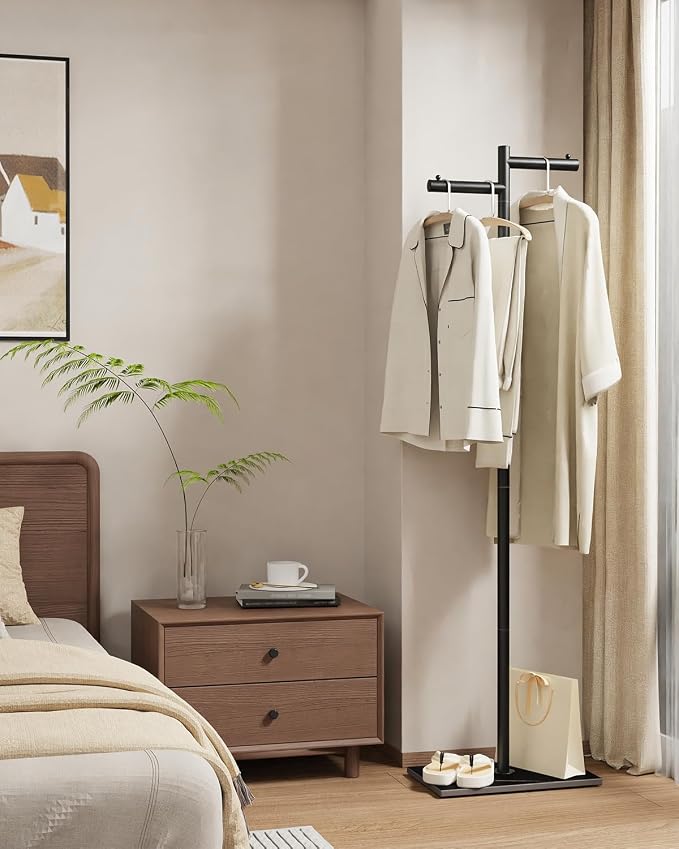 Garment Rack, Freestanding Metal Coat Racks, Z-shaped Coat Tree - Image 2