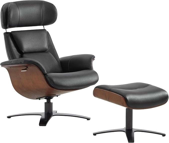 CHITA Genuine Leather Reclining Swivel Chair by CHITALIVING
