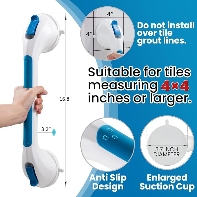 TAILI Shower Grab Bar Glow in The Dark, 2 Pack 16.8 in Grab Bars - Image 5