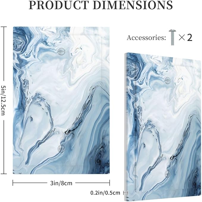 Light Blue Marble Texture Abstract Print Light Switch Cover Plate 1 Gang No - Image 5