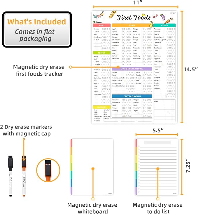 Newborn Baby or Toddler First Foods Tracker Whiteboard-Magnetic Dry Erase Daily - Image 2