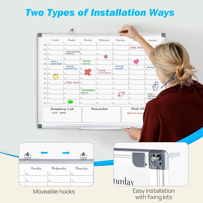 White Board Dry Erase Board for Wall, Magnetic Whiteboard Calendar 24" X 18" - Image 4