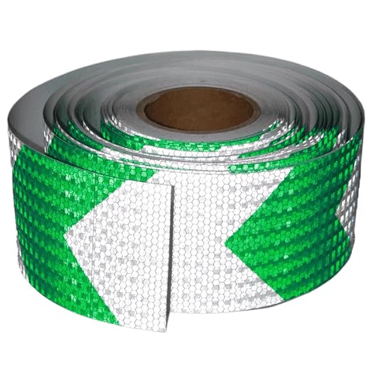 Reflective Tape Green and White 4 inch X 166 feet, Outdoor Waterproof Hazard by tuyrchu