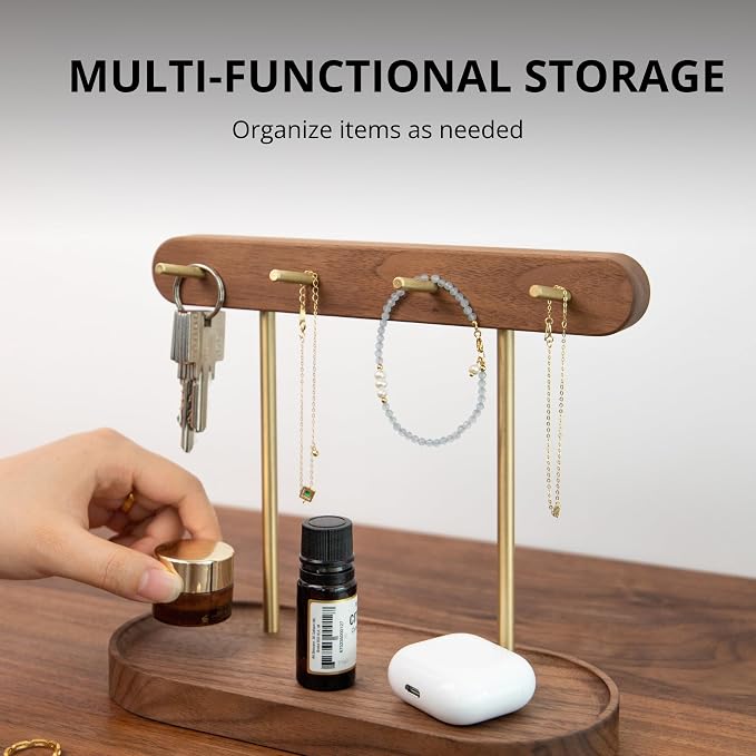muso wood Walnut Key Stand for Entryway Table, Wooden Key Holder - Image 4