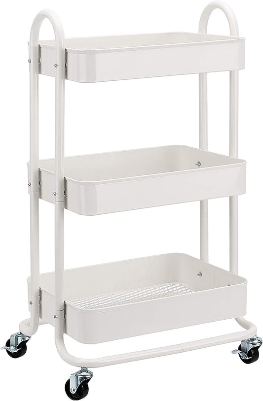 Amazon Basics 3-Tier Rolling Utility or Kitchen Cart, Lockable Wheels - Field & Grace