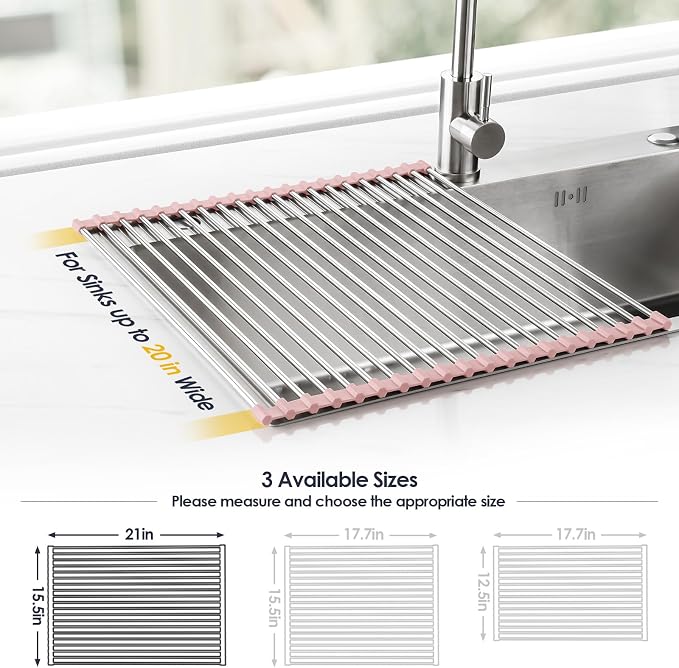 Tomorotec 21" x 15.5" Roll Up Dish Drying Rack Over Sink Drying Rack Sink Cover - Field & Grace