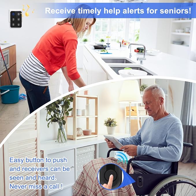 Caregiver Pager Wireless Call Button Emergency Life Alert Systems 500Ft Range - Image 3