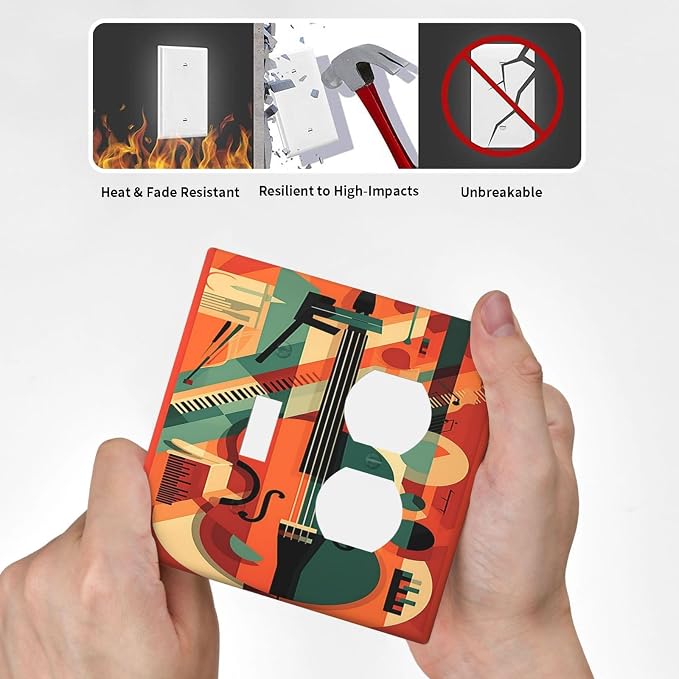 Wallplates Violin Abstract Jazz Colorful Painting 1 Toggle 1 Duplex Switch - Image 6