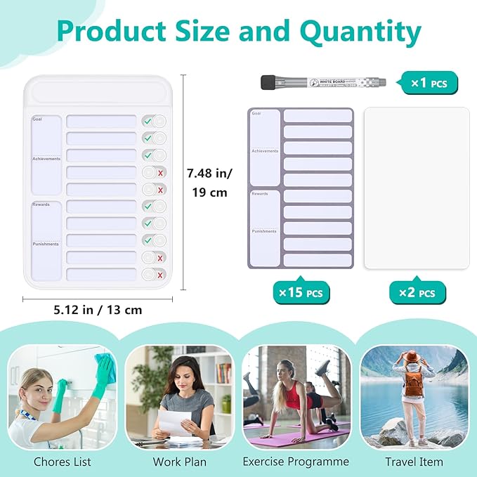 Dry Erase Chore Chart for Kids to Do List Magnetic Checklist Board Reusable RV - Field & Grace
