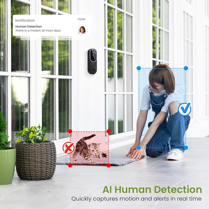 1080P Wireless Video Doorbell Camera, Smart Outdoor Surveillance Cam, FHD Live - Image 3