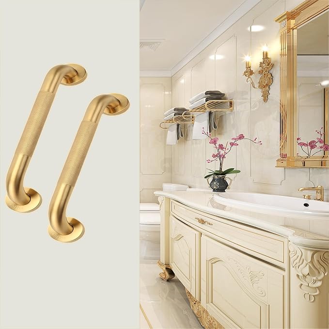 Shower Grab Bar, 2 Pack 16 Inch Gold Bathroom Grab Bar, 1.25" Diameter 304 - Image 6