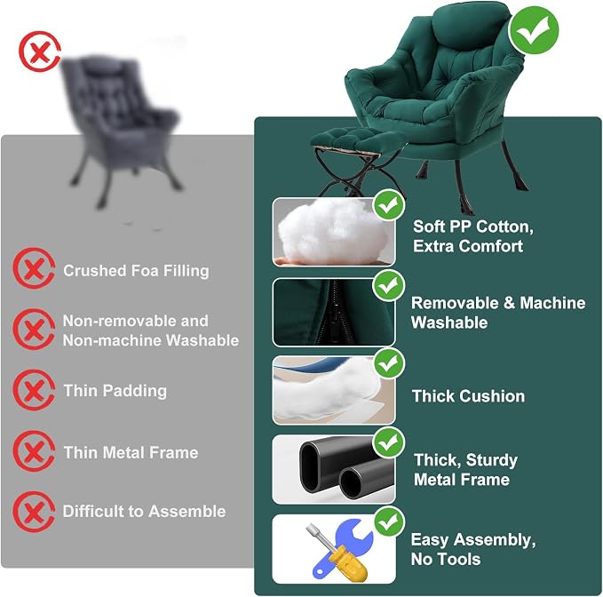 Modern Lazy Chair with Folding Footrest, Lounge Accent Reading Chair - Image 7