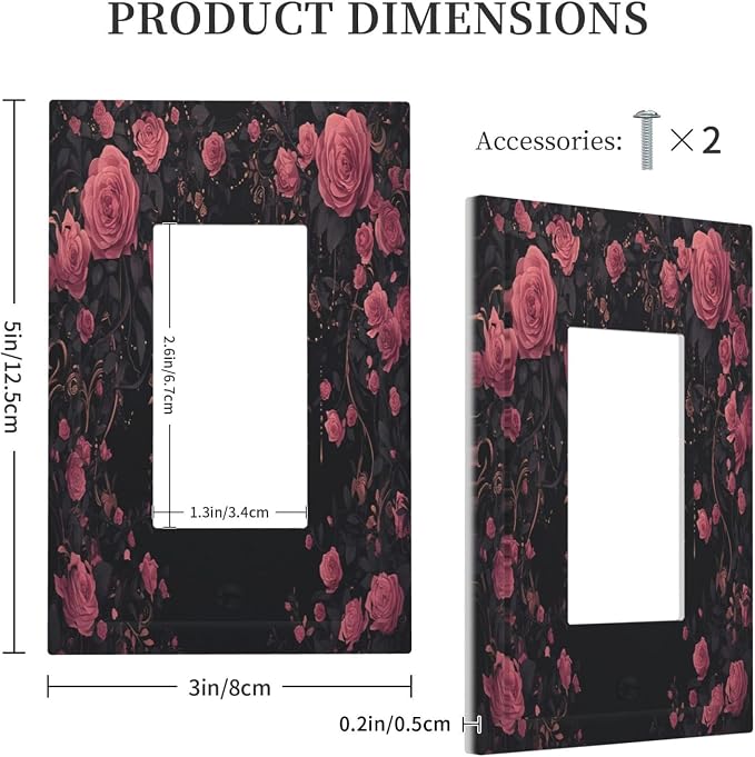 Decorative Outlet Covers Dark Background Red Rose Leaf 1 Gang Single Rocker - Image 5