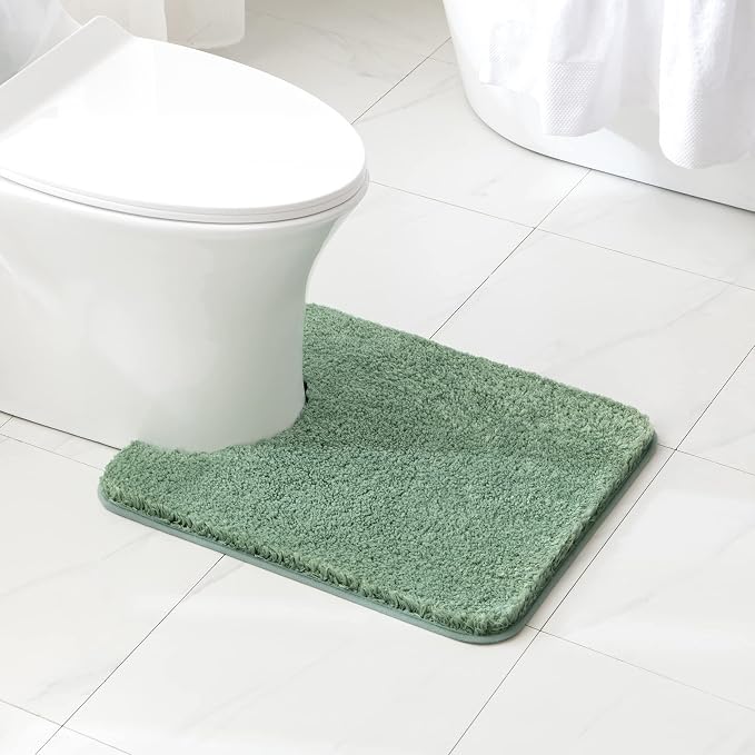 MIULEE Microfiber Toilet Bath Mat U-Shaped Contour Shaggy Bathroom Rugs Non - Image 6