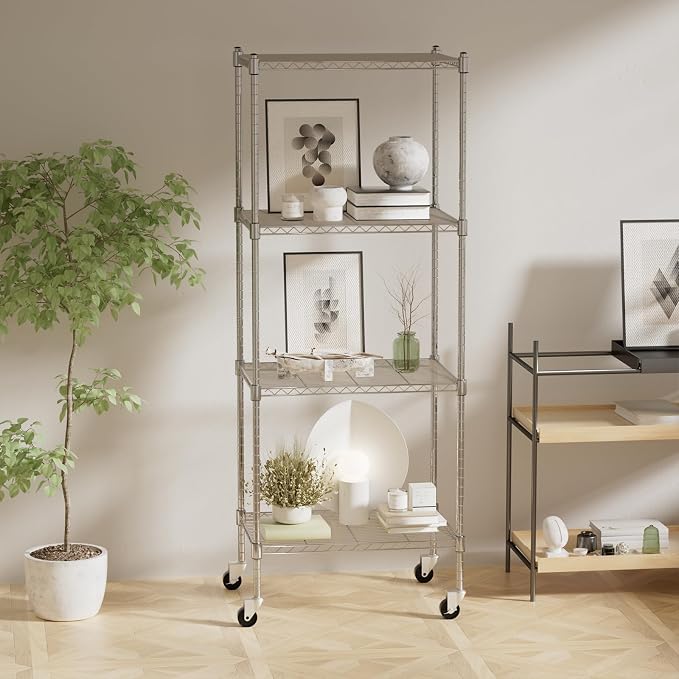 Garage Shelving with Wheels, 4 Tier Shelving Unit and Adjustable Feet, 865 lb - Image 6