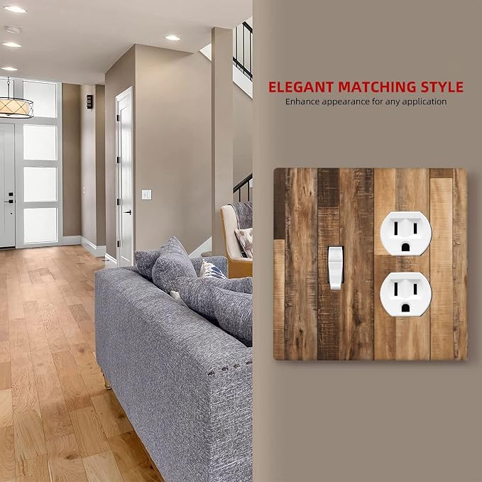 Rustic Brown Wood Splicing Vintage Dark Oak Print Wallplates 1 Toggle 1 Duplex - Image 7