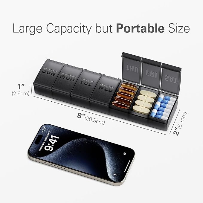 Barhon Pill Organizer Large, Weekly Medicine Pill Organizers, 7 Day Pills Box - Image 7