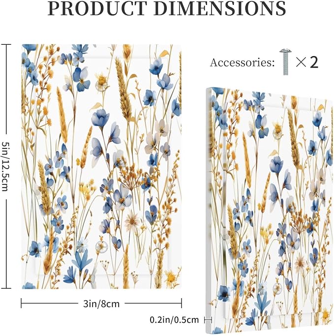 Vintage Wildflower Blue Gold Country Fall Wheat Floral Light Switch Cover Plate - Image 5