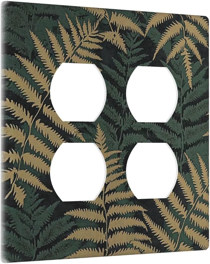 Outlet Covers Botanical Fern Green Leaf Forest 2 Gang Double Duplex Decorative - Image 2