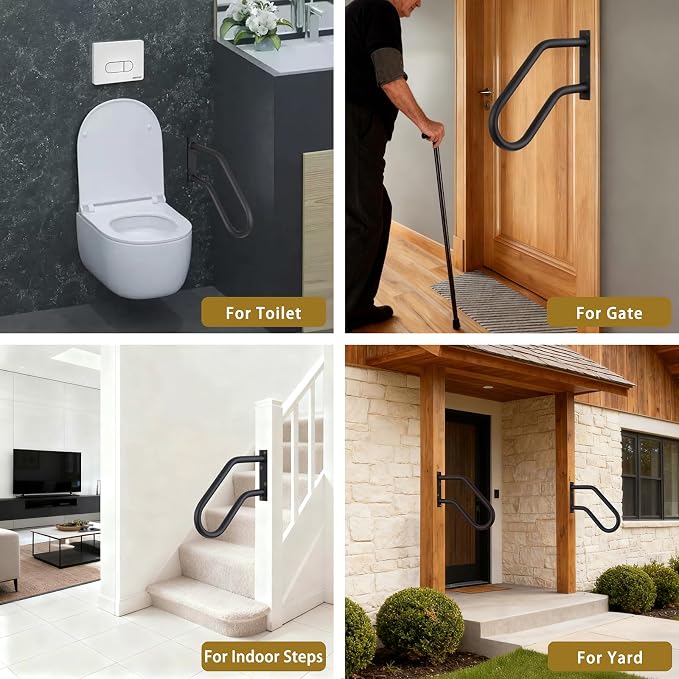 Hand Rails for Indoor Outdoor Steps, Wall Mount Non-Slip U-Shape Stair Railing - Image 5