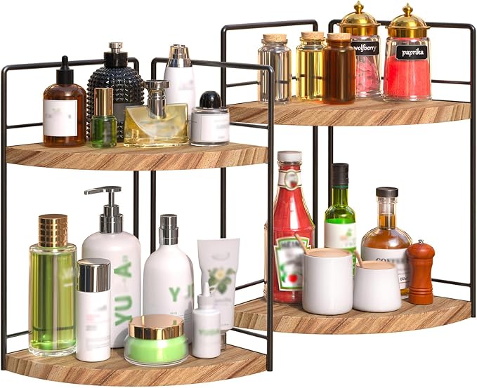 2 Pack Bathroom Counter Organizer, 2 Tier Corner Bathroom Counter Organizer by BSTSLL